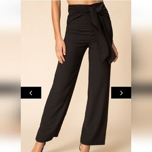 NWT Superdown Jordyn Tie Waist Pants Black Wide Leg High Rise Waist Size M